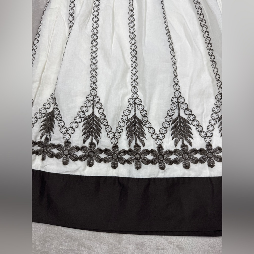 Ann Taylor Factory Boho A Line Cotton Embroidered Floral White Brown Skirt 0 - Picture 3 of 15